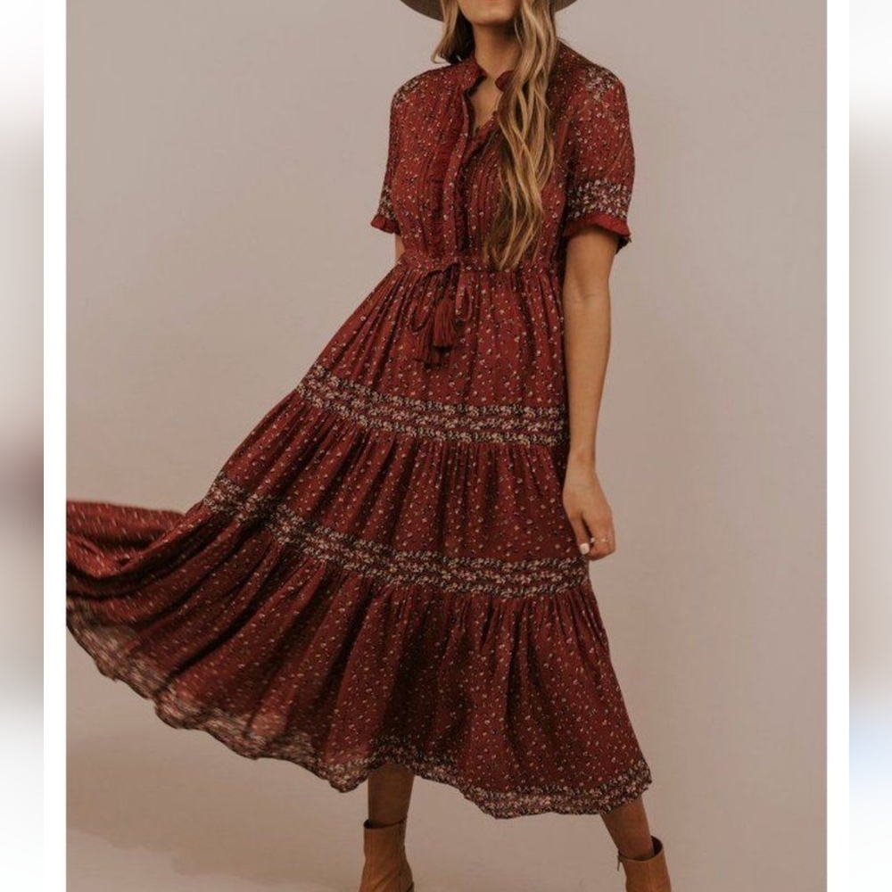 Free People Rare feelings Deep maroon Dress XS